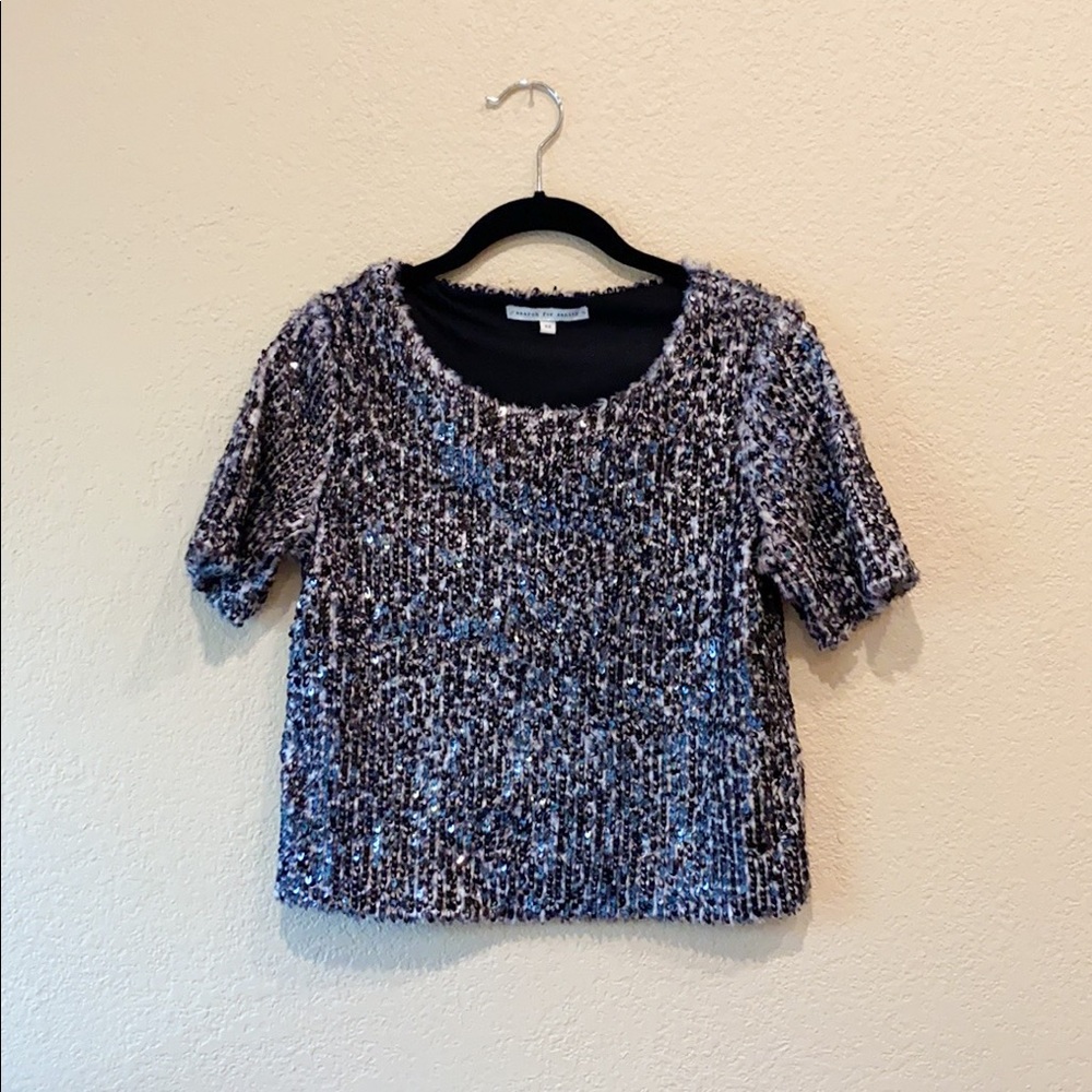 Search For Sanity Sparkle Sequins Fuzzy Top Size XS